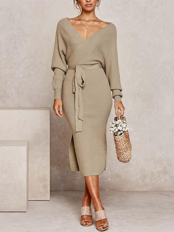 Veleaee V Neck Autumn Dress