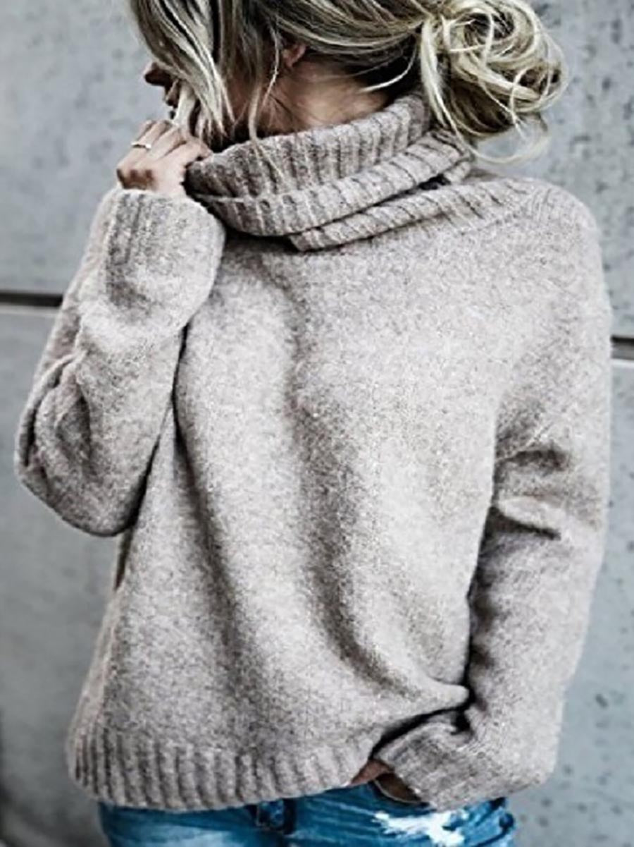 Veleaee Solid Color Turtleneck Long Sleeve Sweater(6 colors)