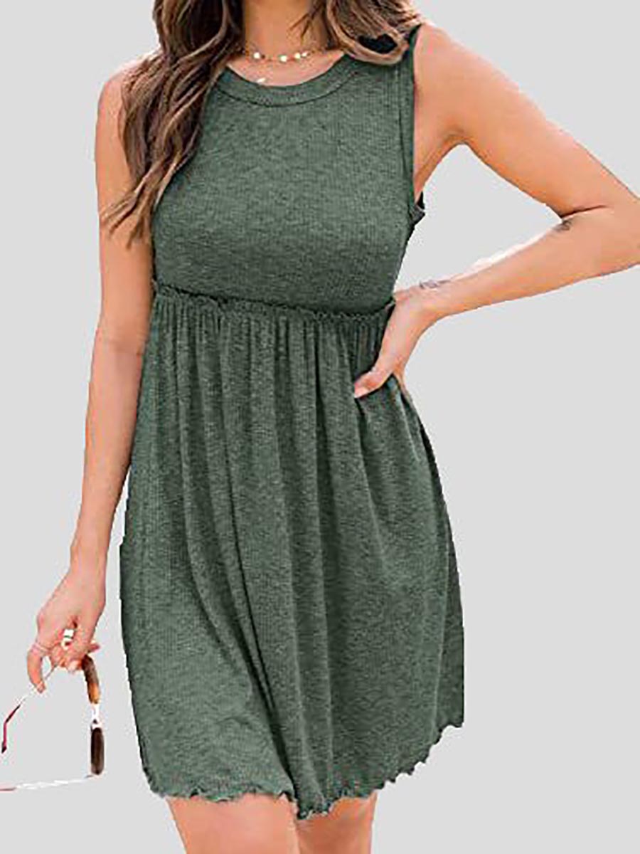 Veleaee High Waist Knit Vest Dress