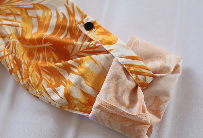 Veleaee Printed Lace-Up Loose Maxi dress