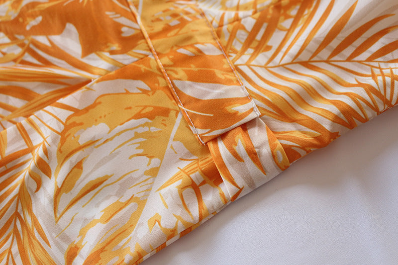 Veleaee Printed Lace-Up Loose Maxi dress