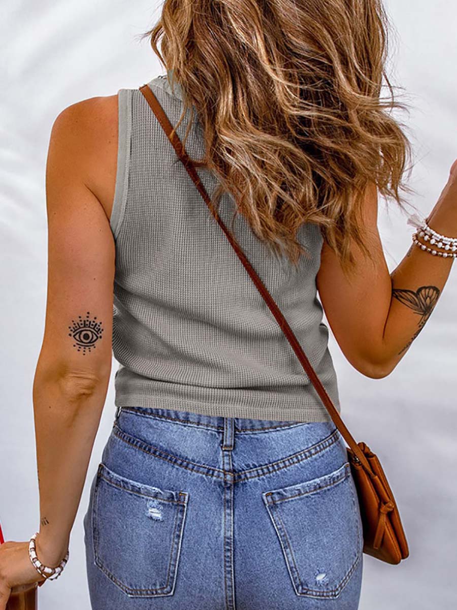 Veleaee Solid Color Comfortable Casual Vest