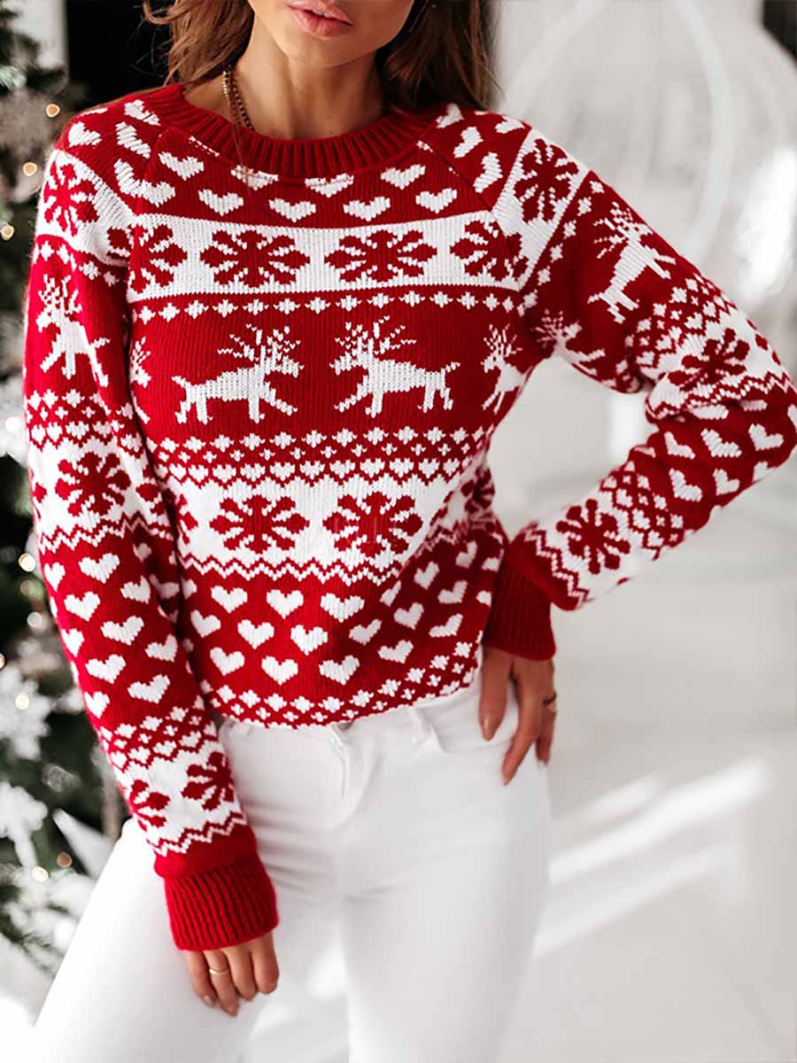 Veleaee Snowflake Moose Christmas Sweater
