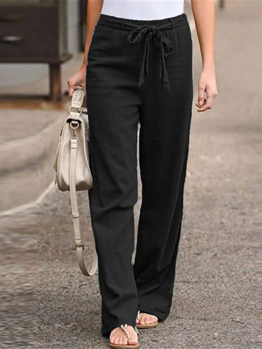 Veleaee Solid Color Cotton Linen Pants(6 colors)