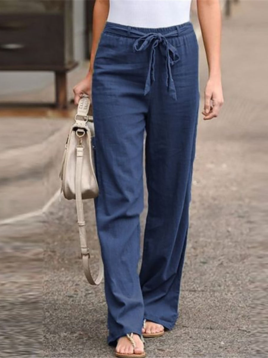 Veleaee Solid Color Cotton Linen Pants(6 colors)