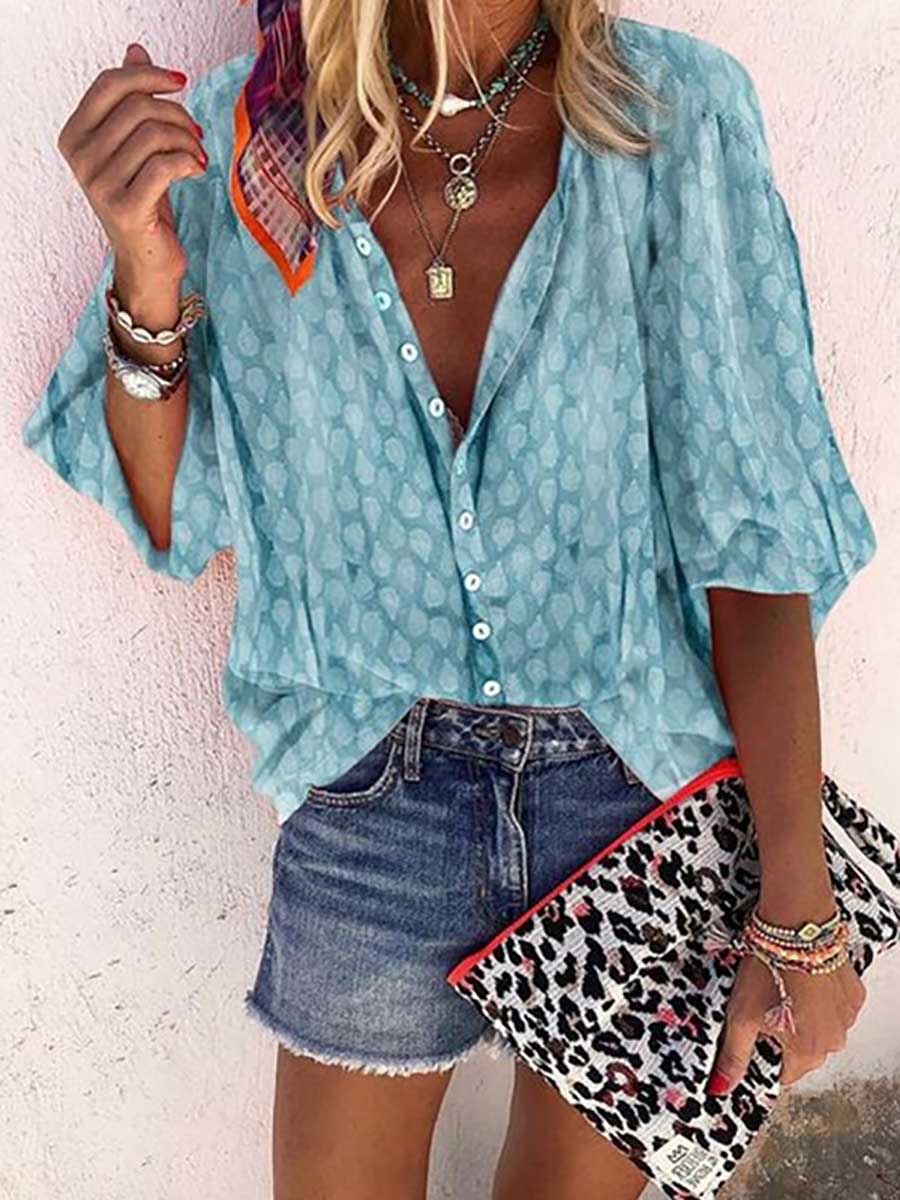 Veleaee Solid Color Button Loose Shirt(11 Colors)