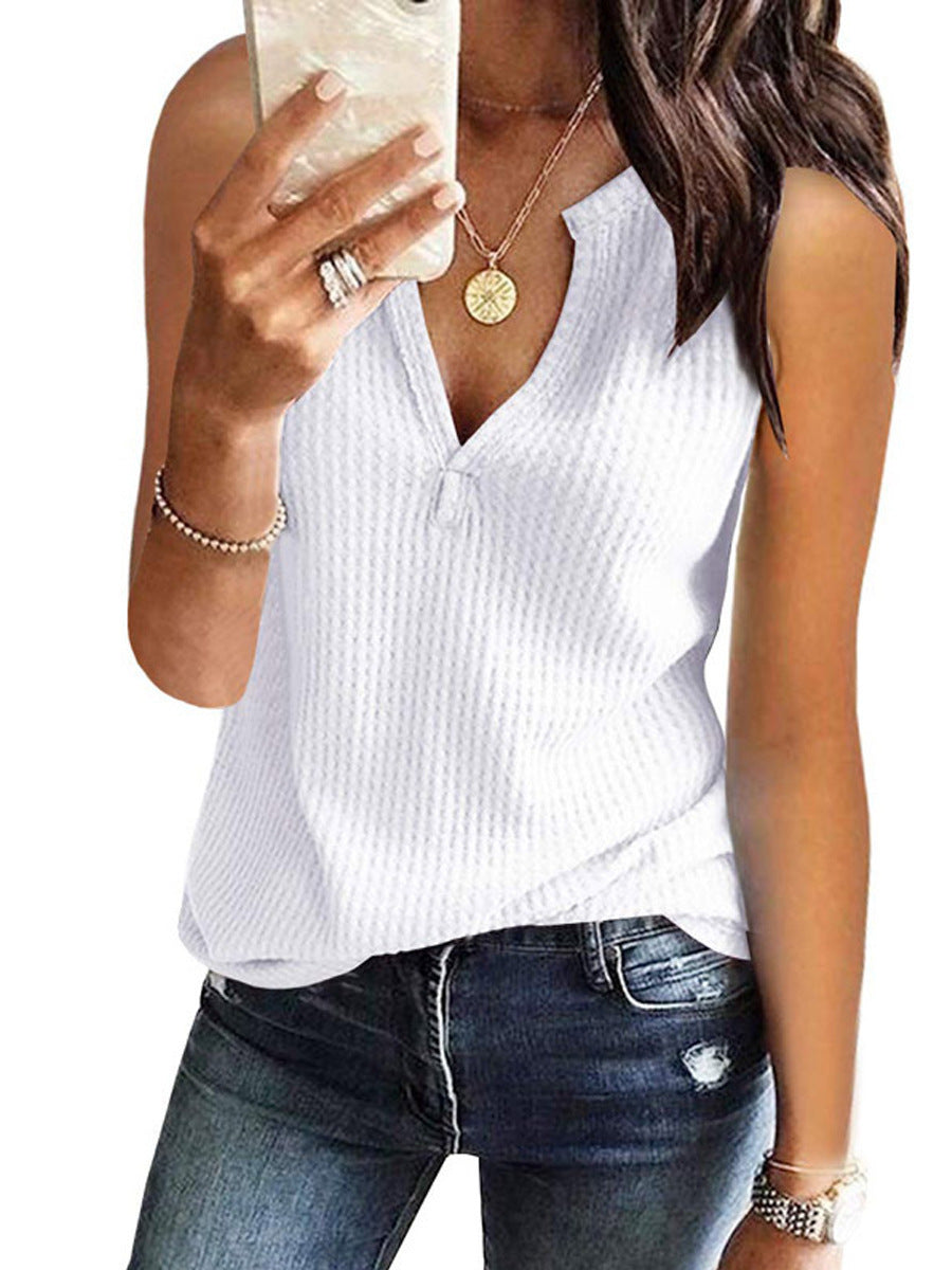 Veleaee V-Neck Solid Color T-Shirt (16 colors)