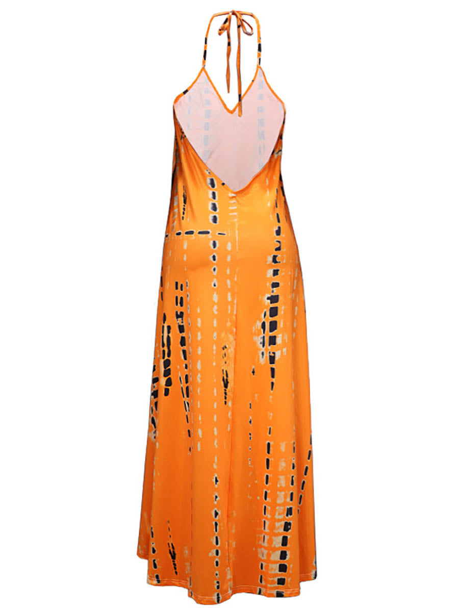 Veleaee V-Neck Printed Camisole Dress