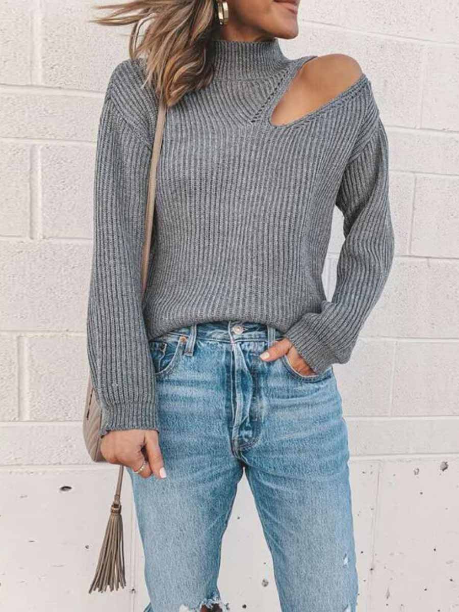 Veleaee Off Shoulder Slim Sweater