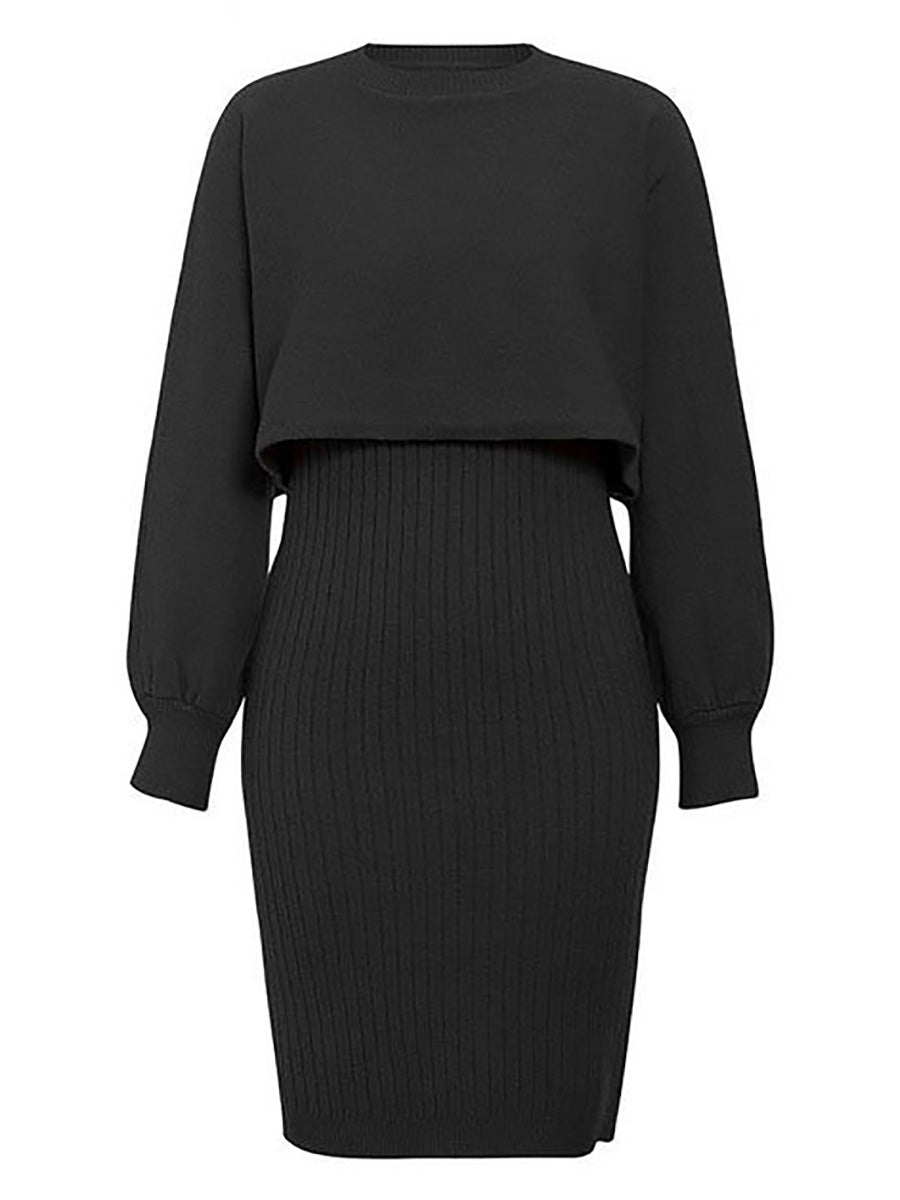Veleaee Full Of Surprises Ribbed Knit Midi Dress