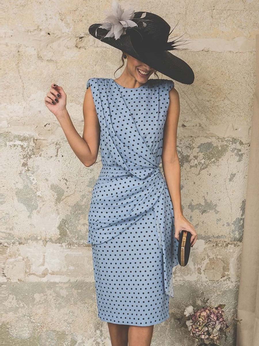 Veleaee Sexy Dot Sleeveless Hip Dress