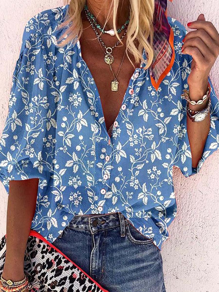 Veleaee Long Sleeve Printed Button Shirt (3 colors)