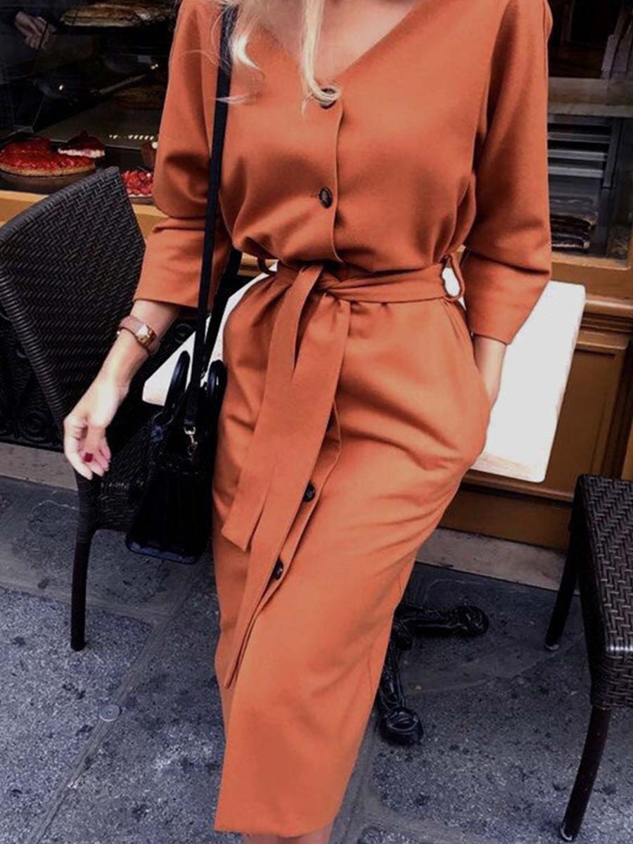 Veleaee Solid Color Reversible Dress