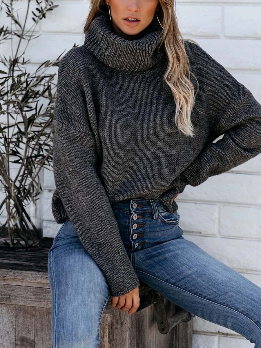 Veleaee Love-Back Turtleneck Sweater