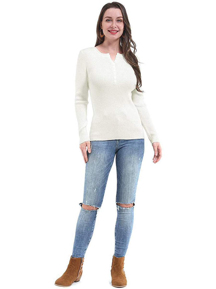 Veleaee Button Slim Sexy Long-Sleeved T-Shirt(6 colors)