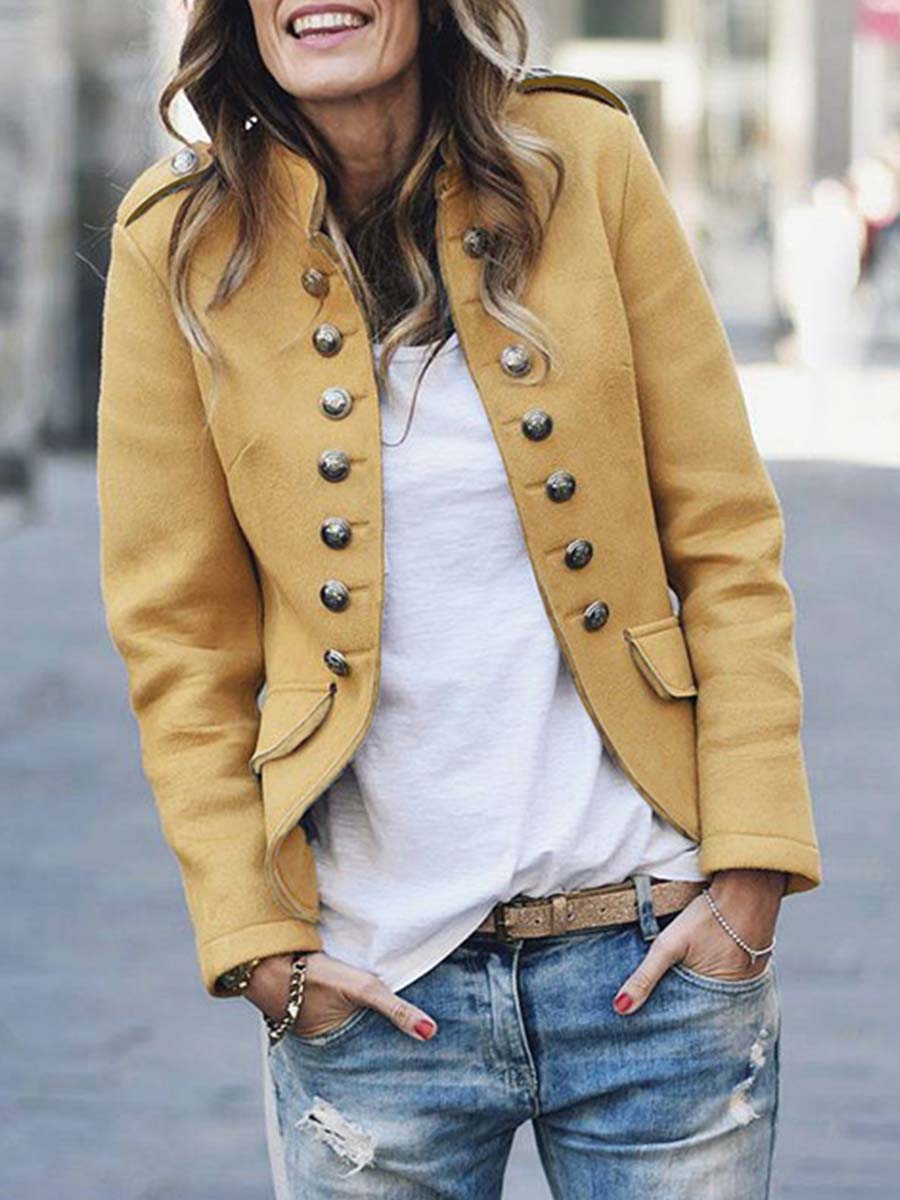 Veleaee Casual Button Design Coat