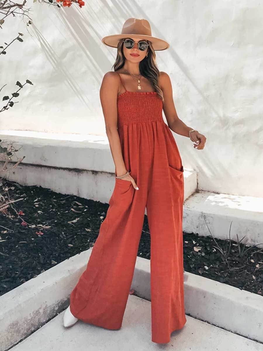 Veleaee Sling Pocket High Waist Jumpsuit