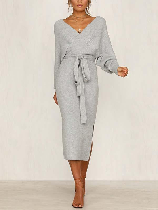 Veleaee V Neck Autumn Dress