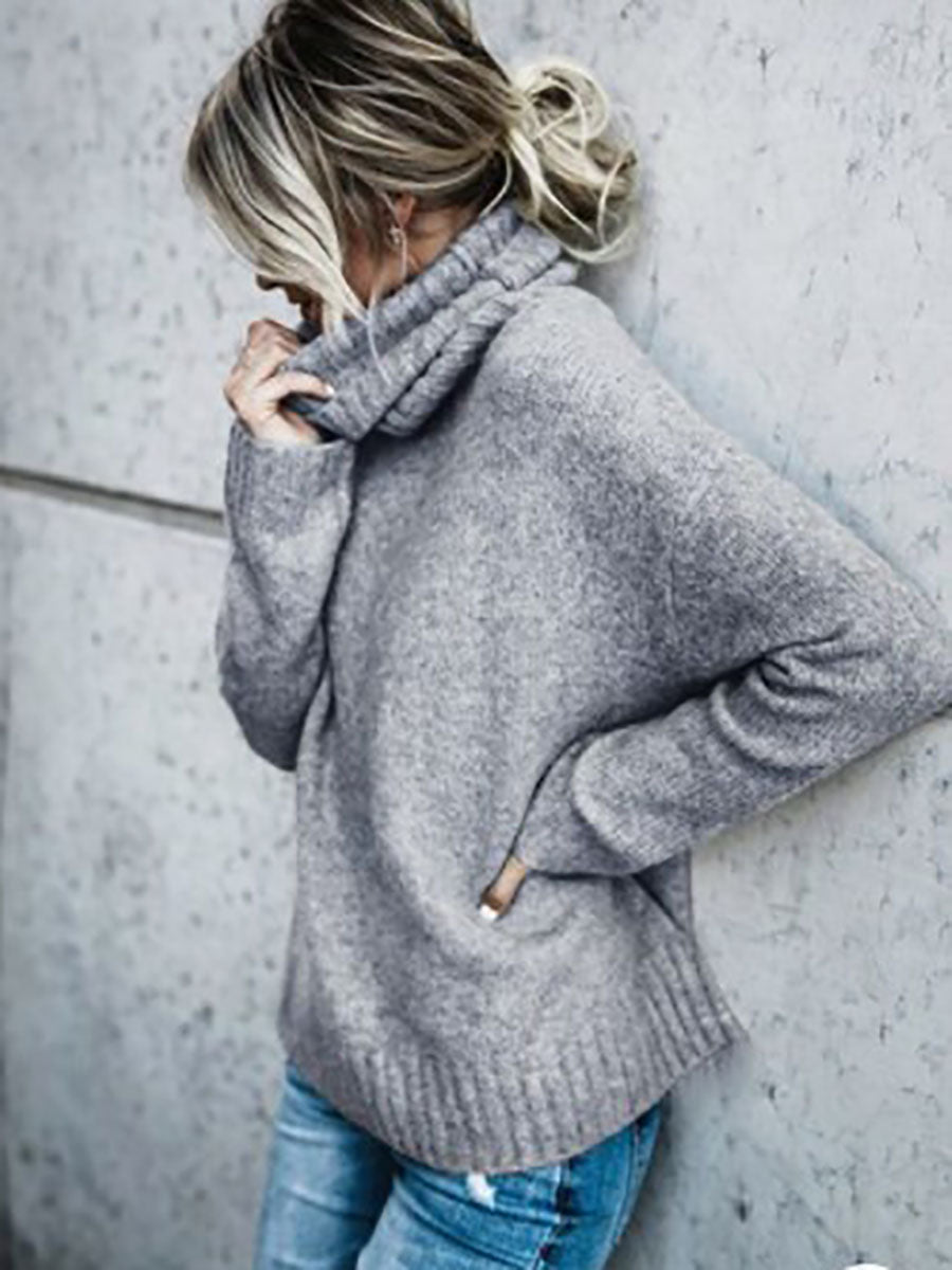 Veleaee Solid Color Turtleneck Long Sleeve Sweater(6 colors)