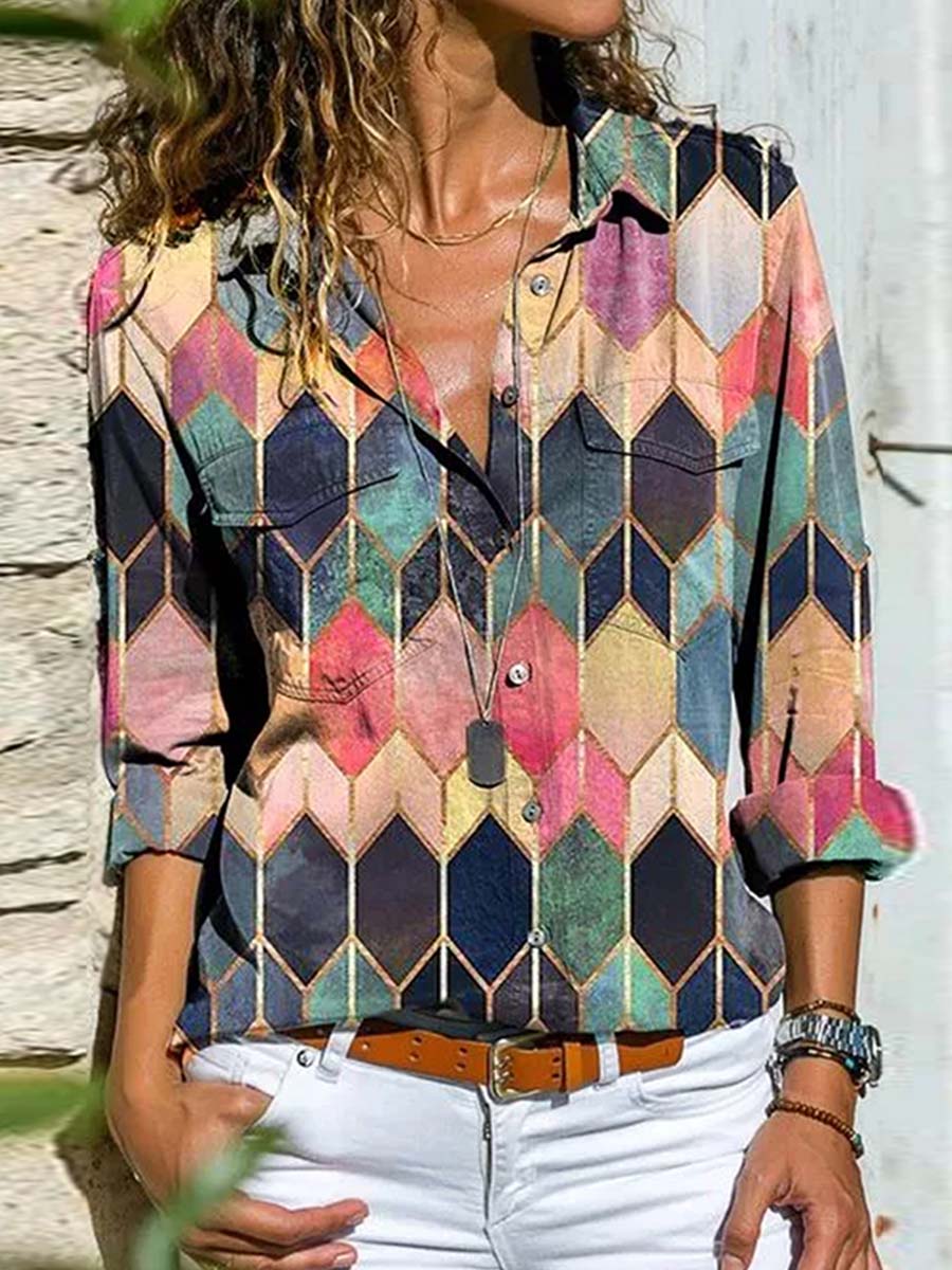 Veleaee Multicolor Print Shirt