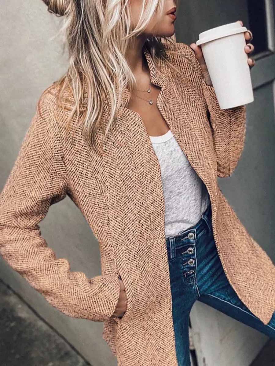 Veleaee Retro Pocketed Heather Coat