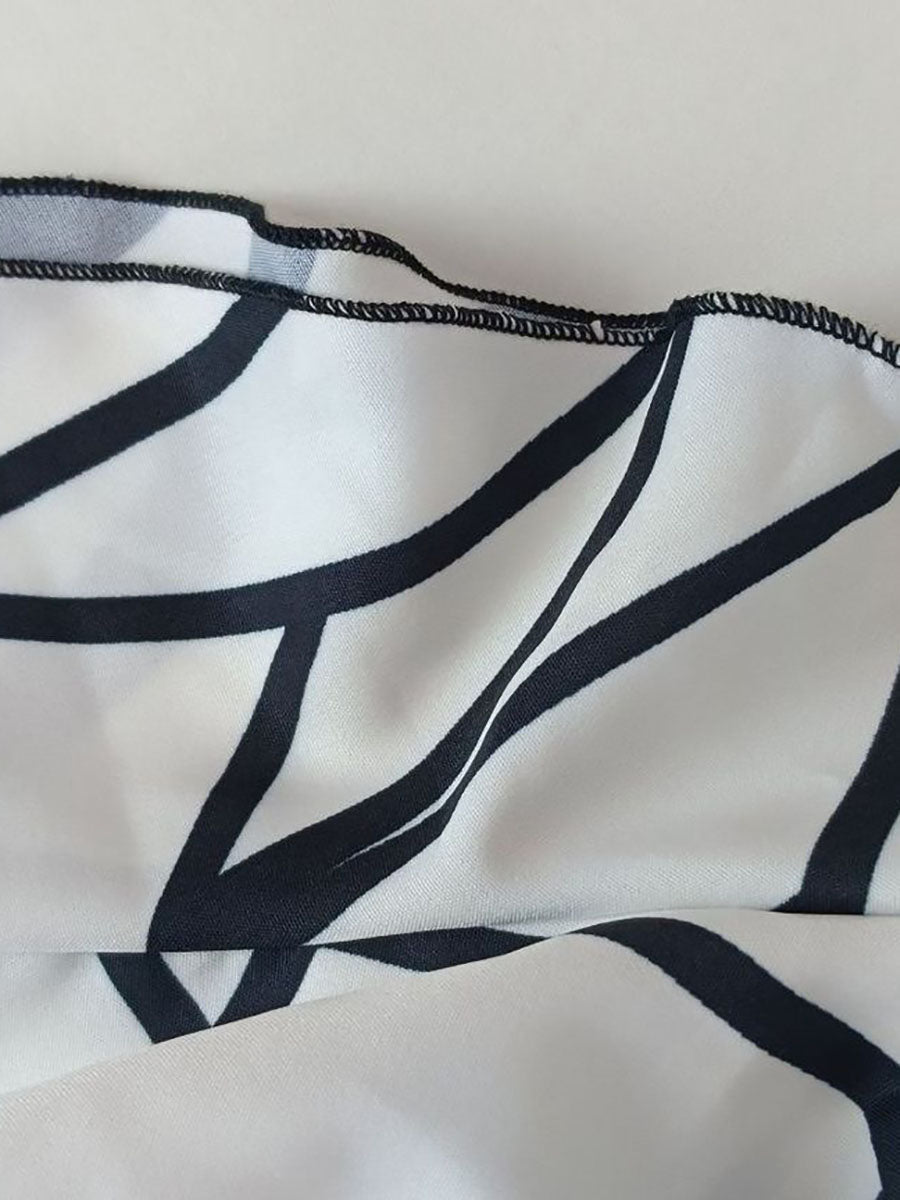 Veleaee V-Neck Print Pleated Sleeveless Dress