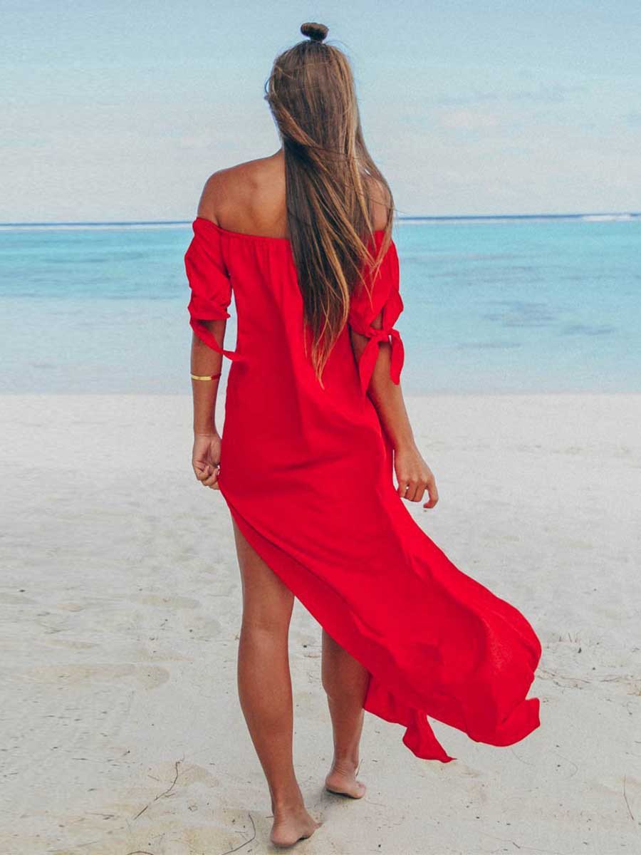 Veleaee One-Shoulder Irregular Split Dress