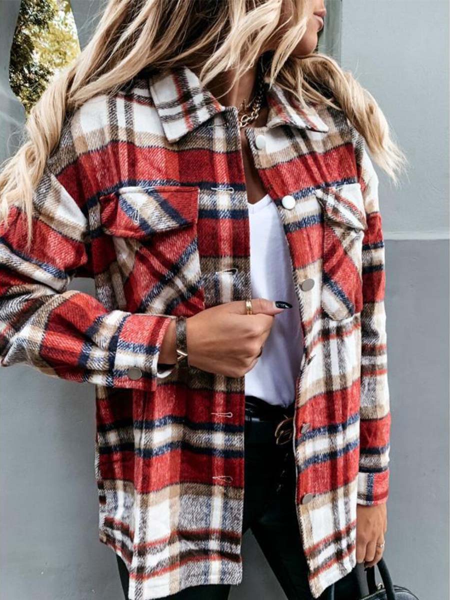 Veleaee  Pumpkin Patches Plaid Jacket(warm)