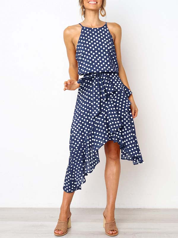 Veleaee Irregular Polka Dot Dress
