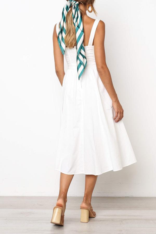 Veleaee Sleeveless Solid Color Regular Fit Casual Wear Dress