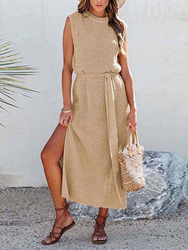 Veleaee Knitted Split Dress