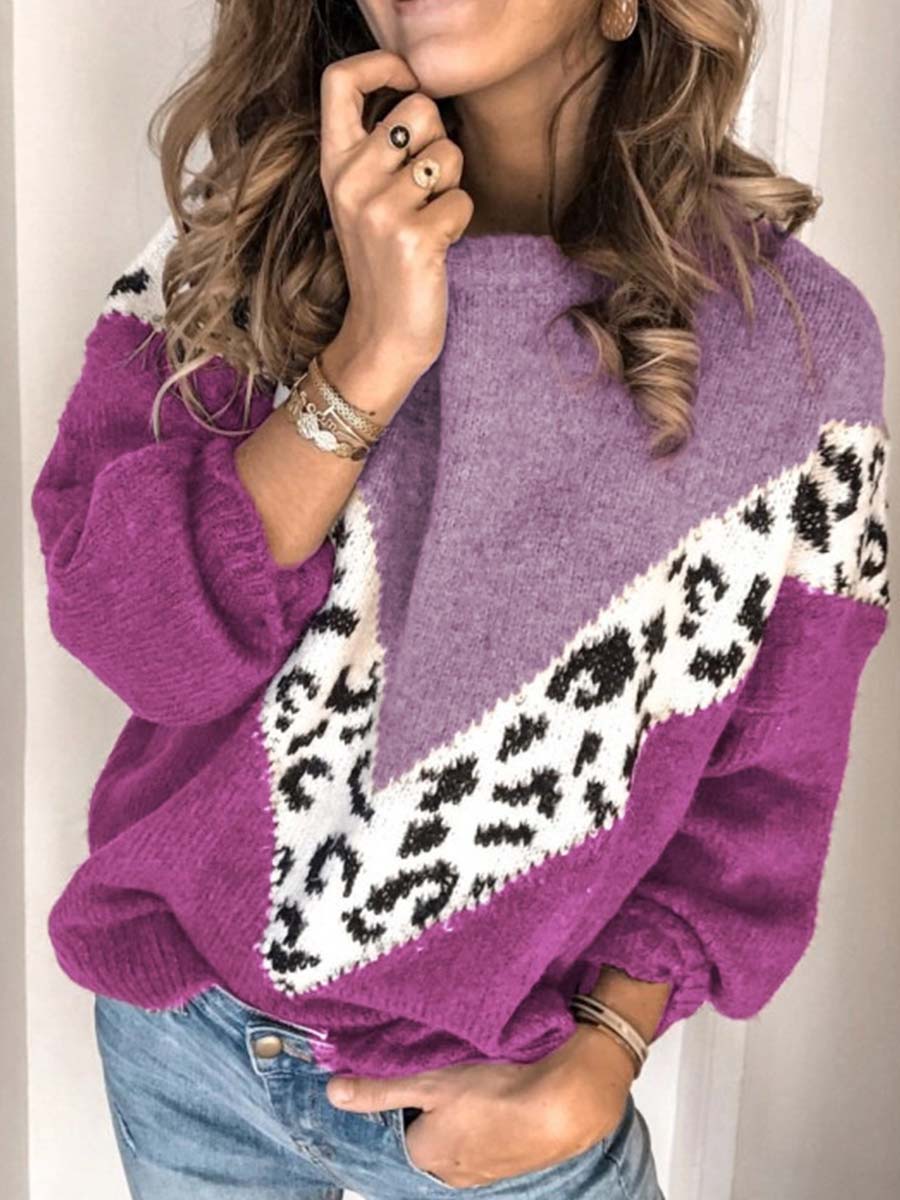 Veleaee Leopard Stitching Tops