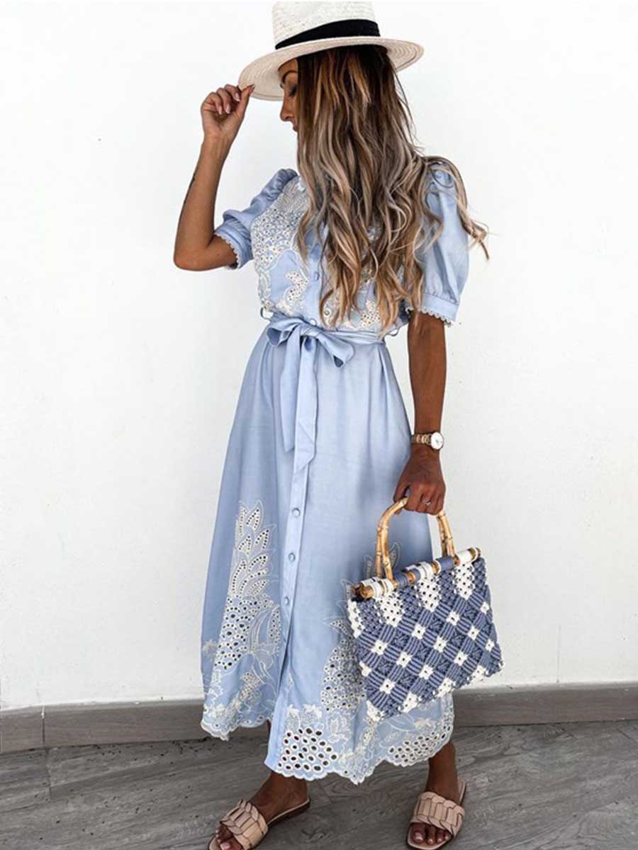 Veleaee  Printed Belt Tunic Dress