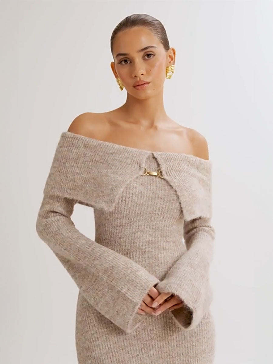 Cozy Off-Shoulder Knit Dress
