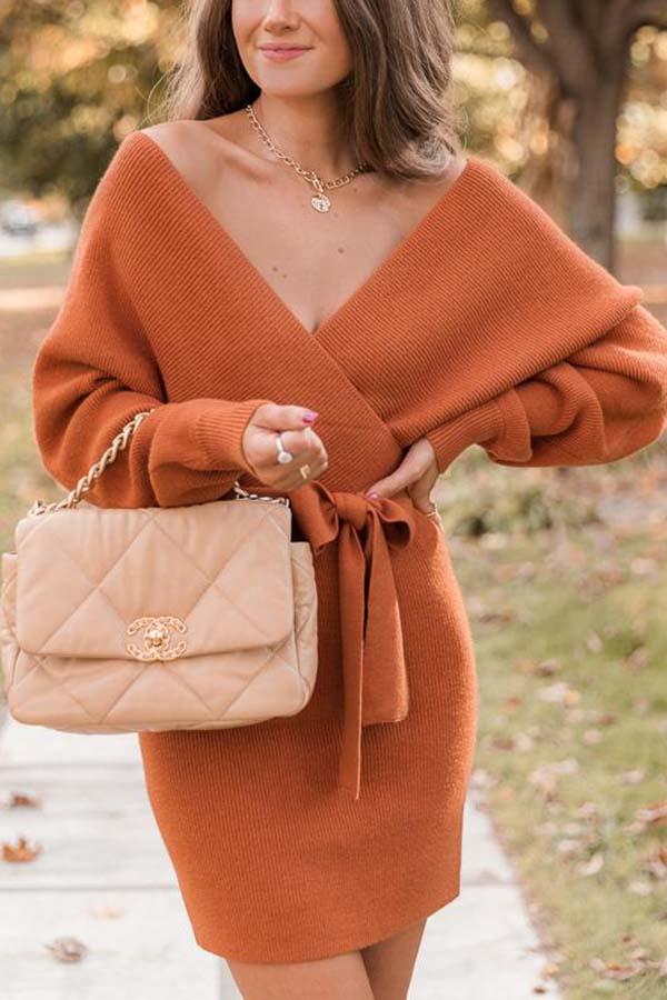 Veleaee Future Happiness Chelsea Wrap Sweater Dress