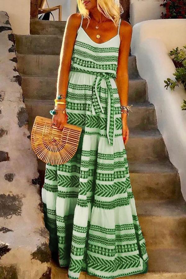 Veleaee Geometric Printed Maxi Dress (2 Colors)