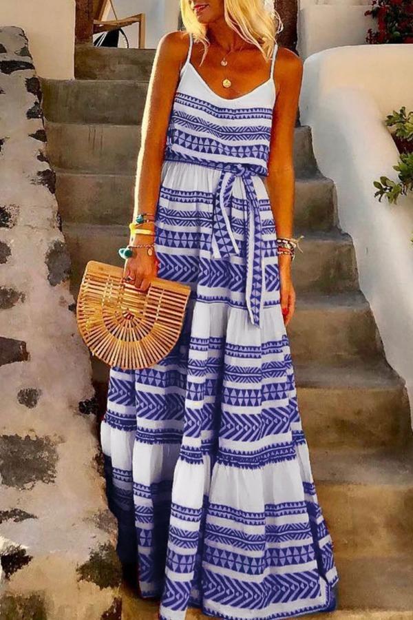 Veleaee Geometric Printed Maxi Dress (2 Colors)