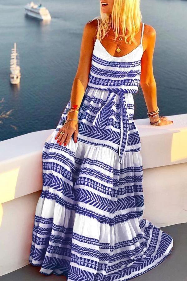Veleaee Geometric Printed Maxi Dress (2 Colors)