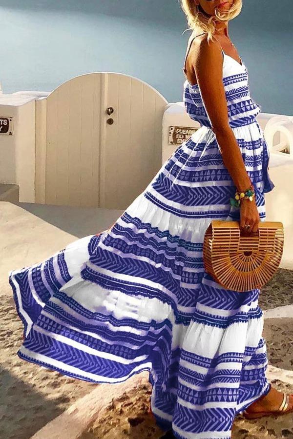 Veleaee Geometric Printed Maxi Dress (2 Colors)