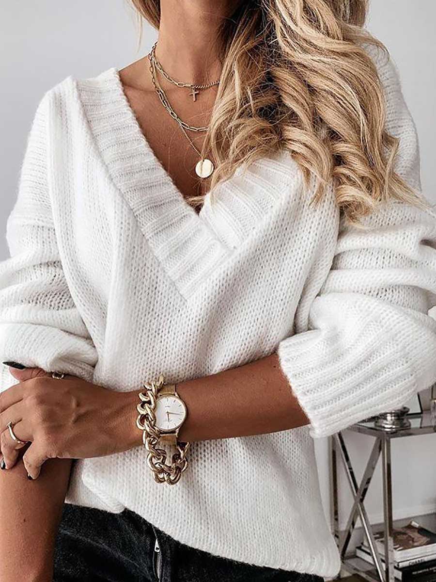 Veleaee Excited for This V-neck Sweater