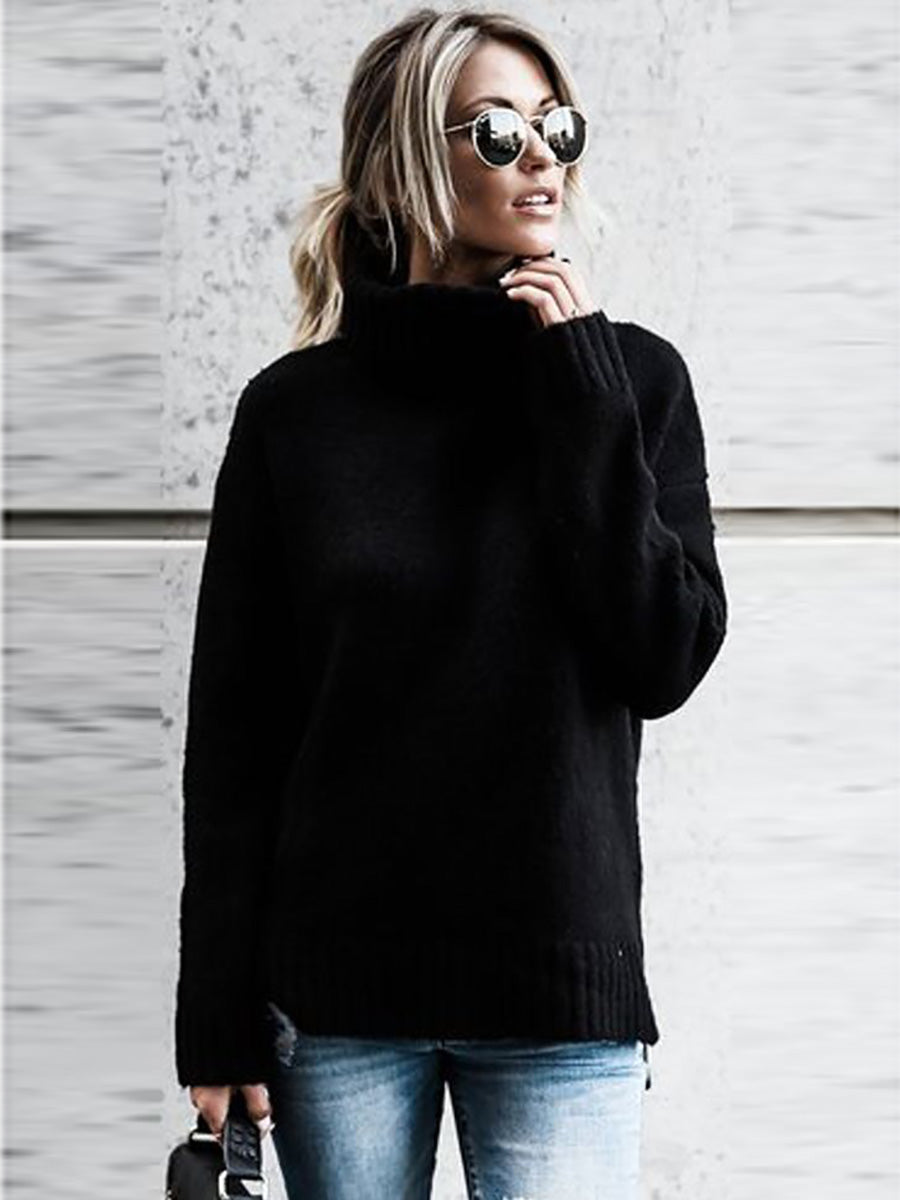 Veleaee Solid Color Turtleneck Long Sleeve Sweater(6 colors)