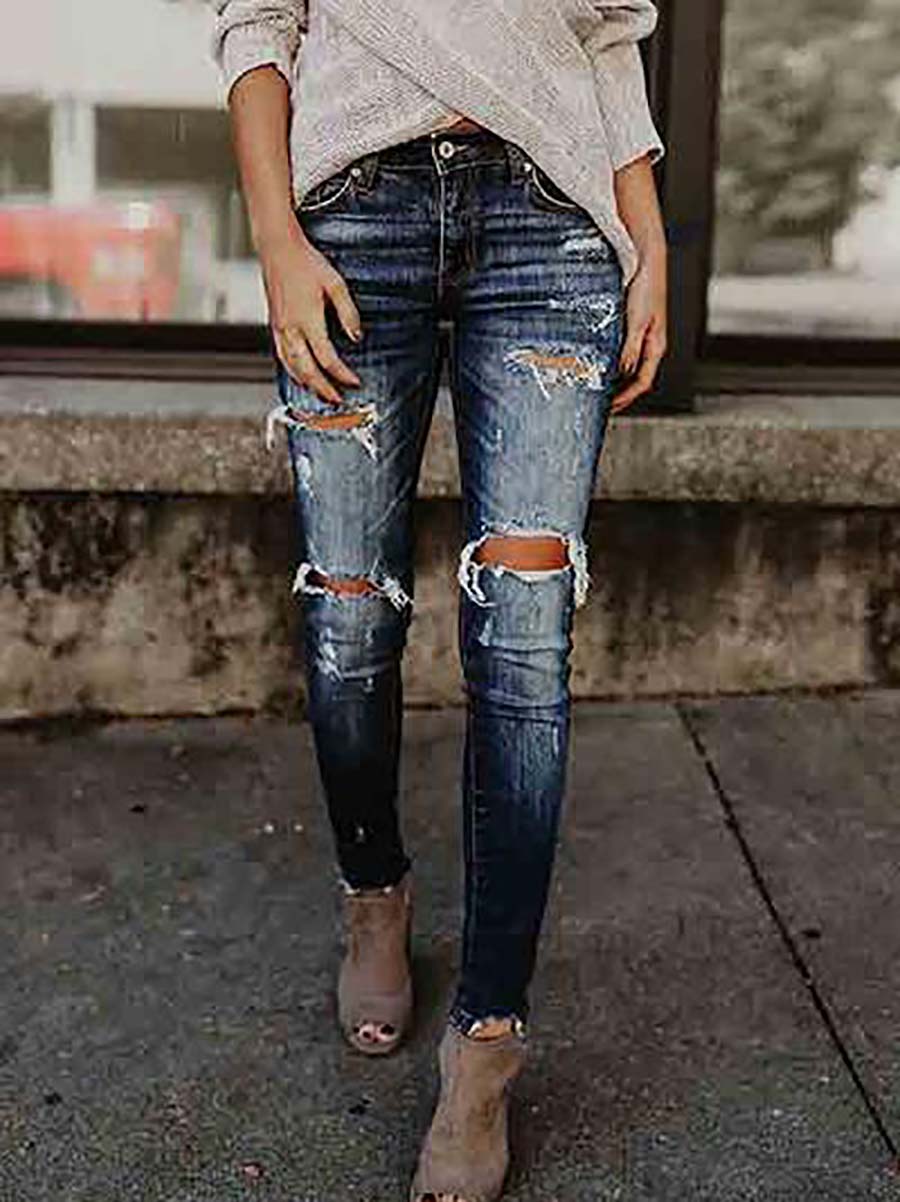 Veleaee Ripped Skinny Jeans