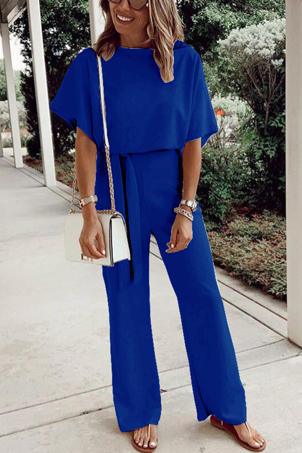 Veleaee Spring Scene Tie Loose Jumpsuit