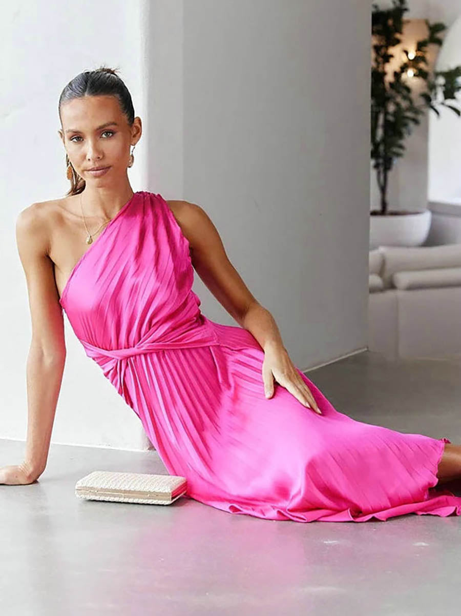 Veleaee Solid Color Pleated Dress(7 Colors)