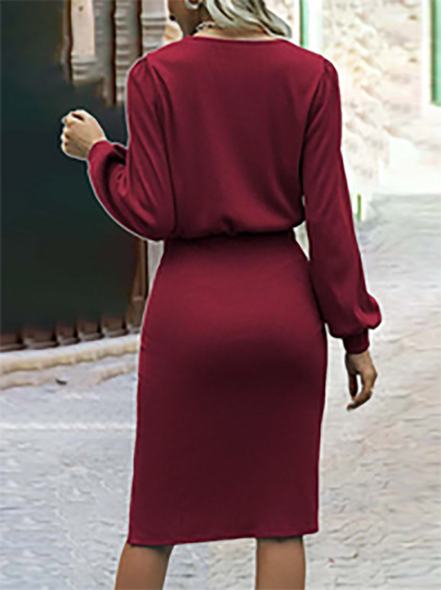 Veleaee Threaded Split Long Sleeve Dress(6 colors)