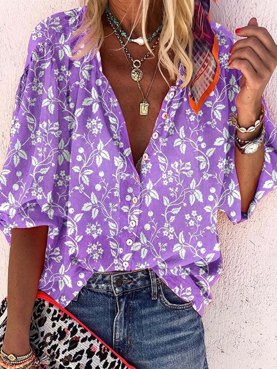 Veleaee Long Sleeve Printed Button Shirt (3 colors)