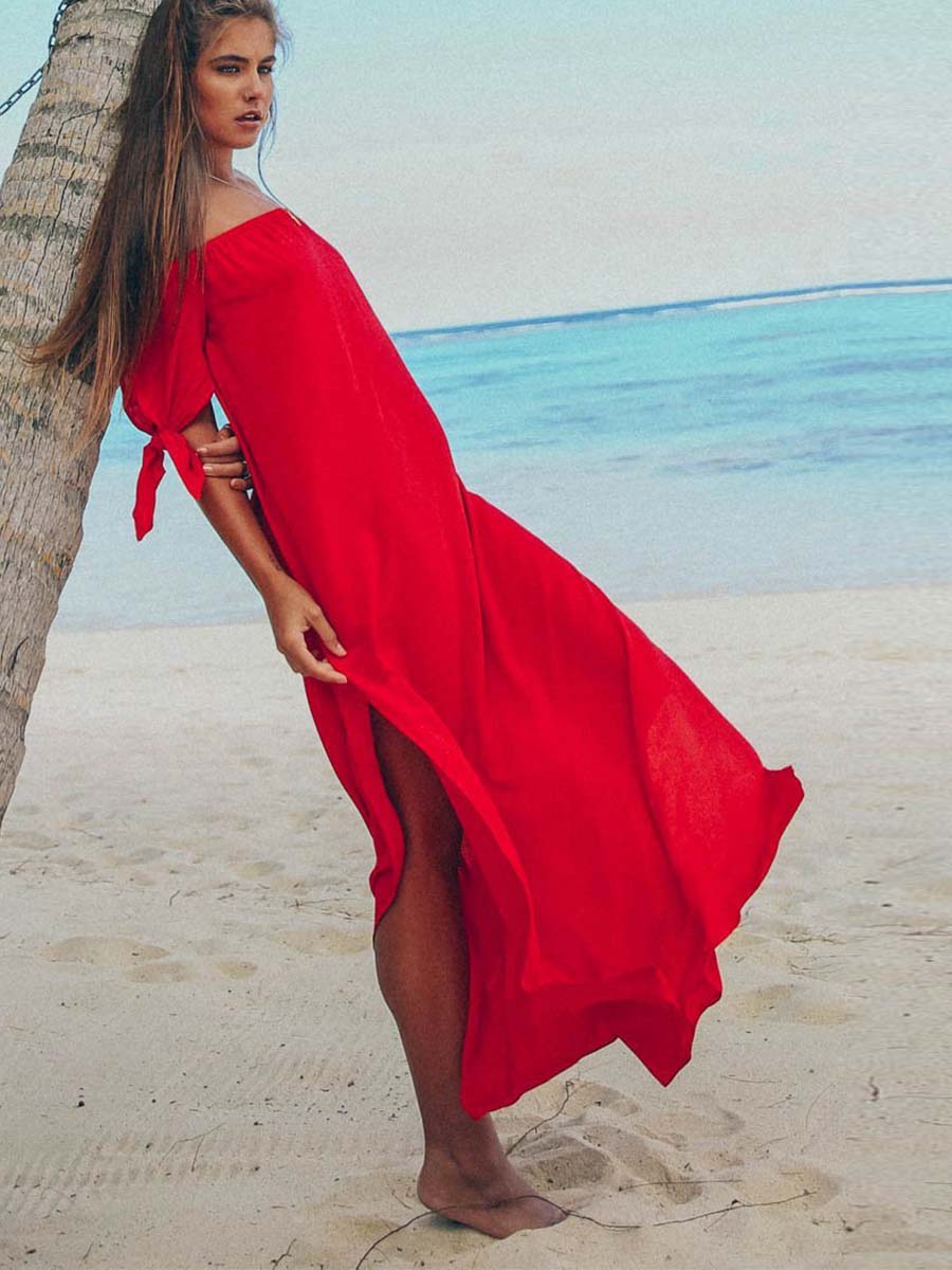 Veleaee One-Shoulder Irregular Split Dress