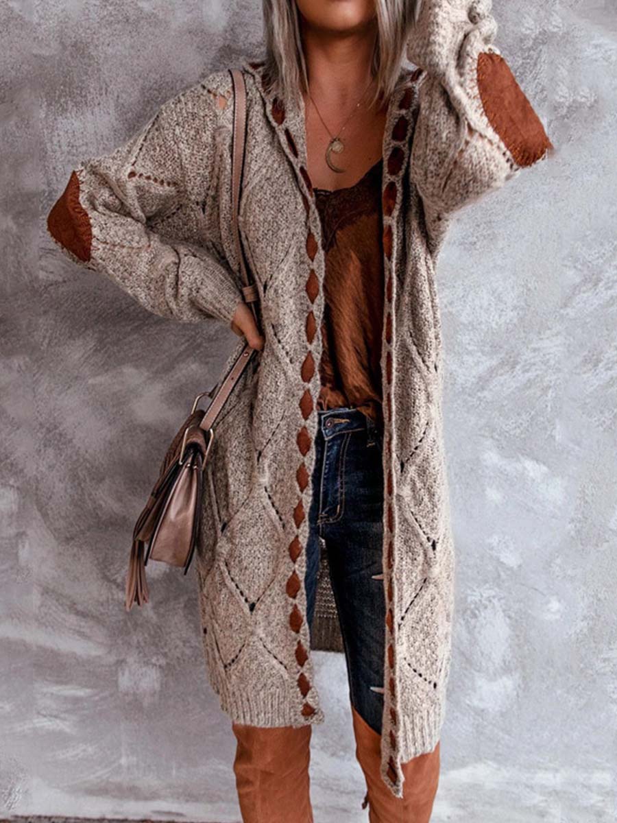 Veleaee Casual Hooded Knitted Cardigan