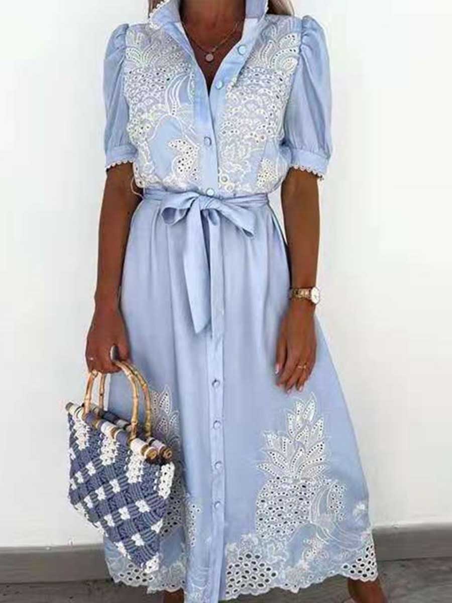 Veleaee  Printed Belt Tunic Dress