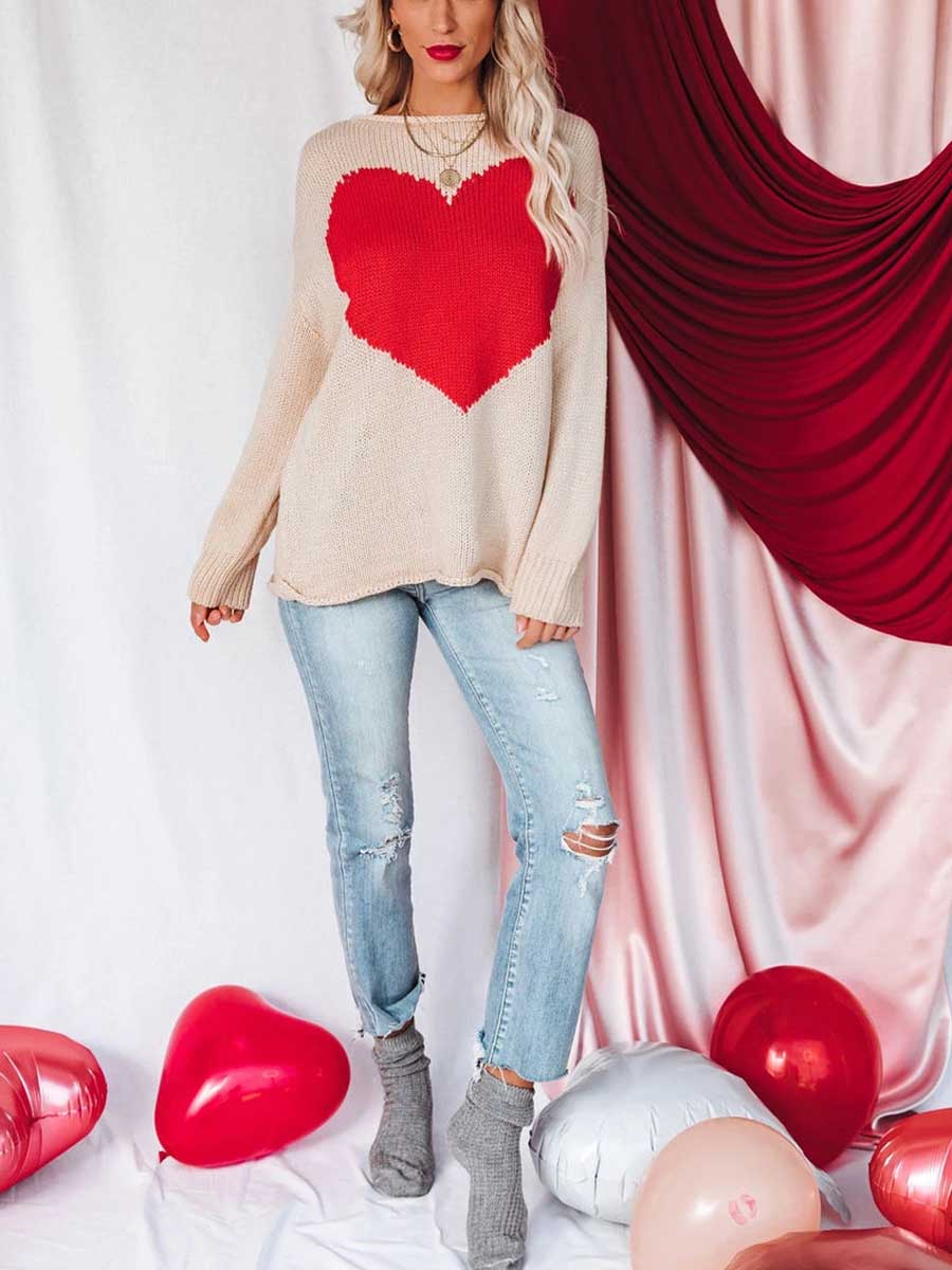 Veleaee Red Love Sweater